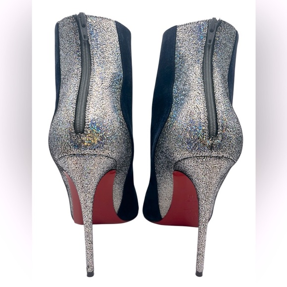 CHRISTIAN LOUBOUTIN Delicotte 100 Ankle Boots Navy Suede/Silver 38.5EU 8.5US - Picture 8 of 14